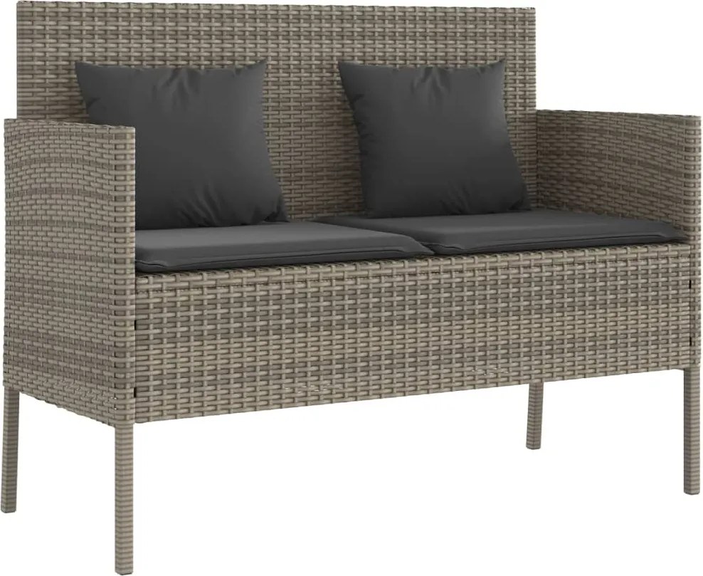 vidaXL Bancă de grădină cu pernă, gri, poliratan