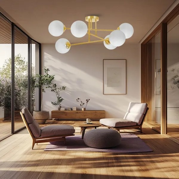 Lustră pe tijă 6xE27/35W/230V d. 80 cm auriu