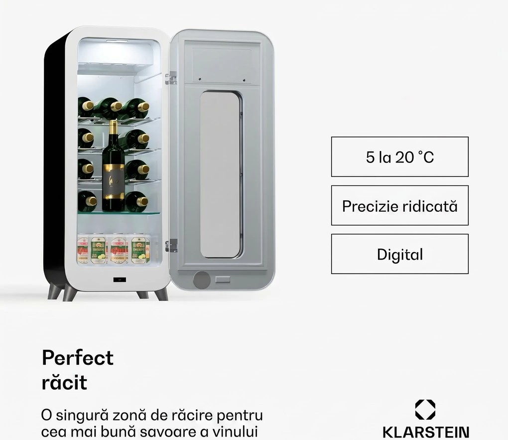 Klarstein Shirley 15 Uno. frigider pentru vinuri, 15 sticle, 5 - 20 °C, control tactil, retro