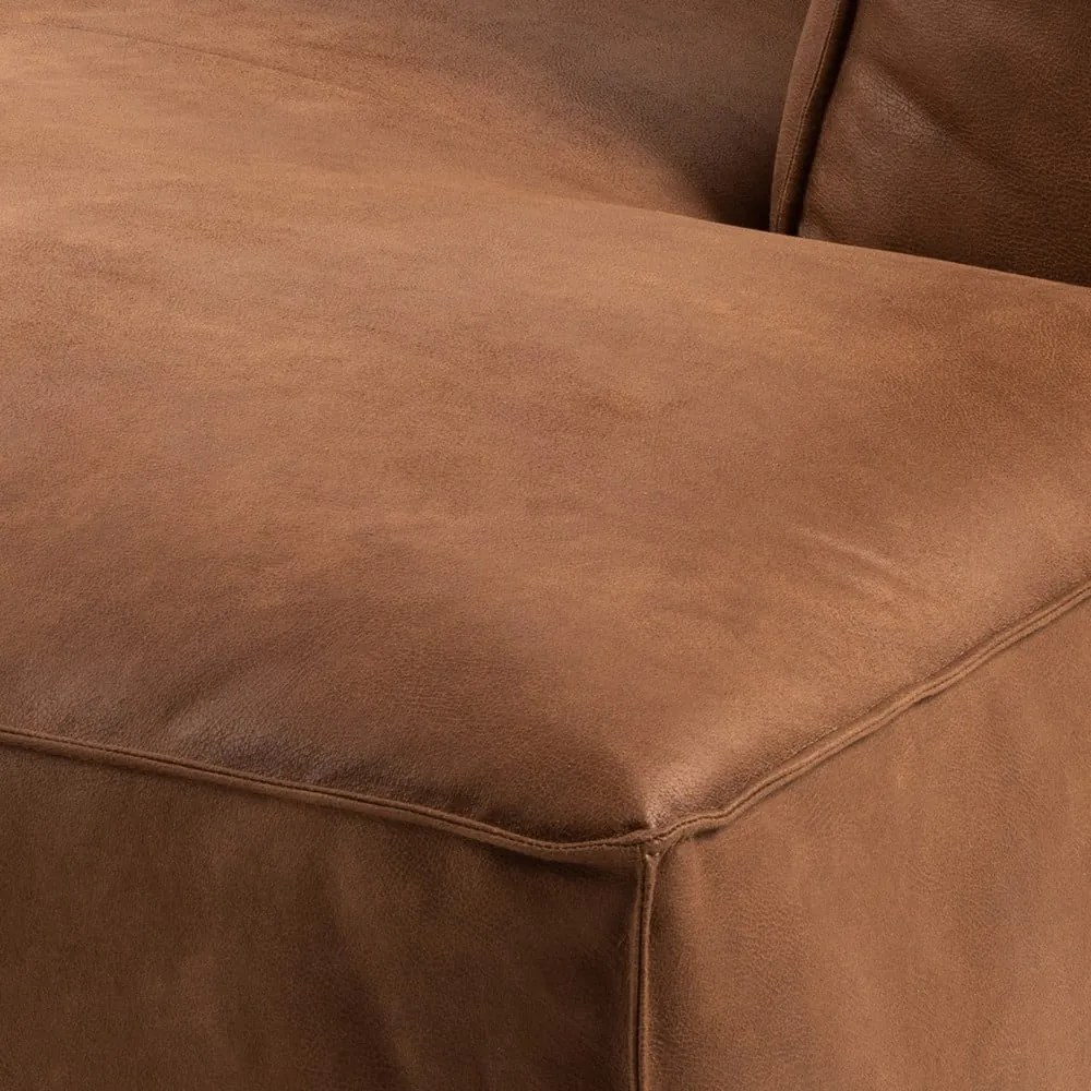 Colțar maro coniac cu tapițerie din imitație de piele (colț stânga) Fairfield Kentucky – Bonami Selection