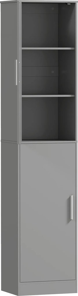 HOMCOM Dulap coloana pentru baie cu 2 uși și 4 rafturi reglabile, 40 x 35 x 180 cm, gri | Aosom Romania