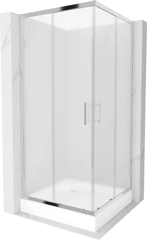 Mexen Rio cabină de duș pătrată 90 x 90 cm, mat, crom + cadă de duș , alb - 860-090-090-01-30-4510