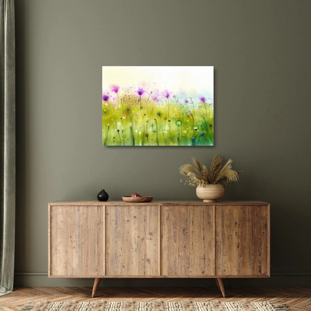 Tablou pe sticlă - Flori de luncă (70x50 cm)