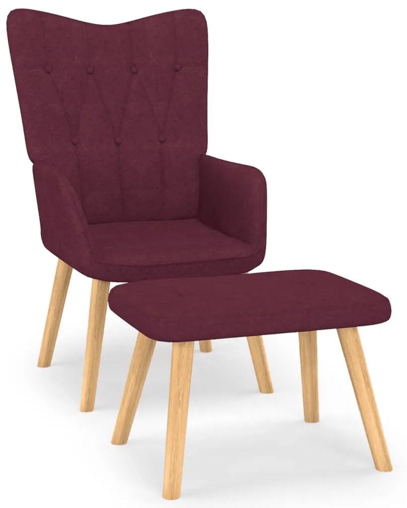 Scaun de relaxare cu taburet, violet, textil