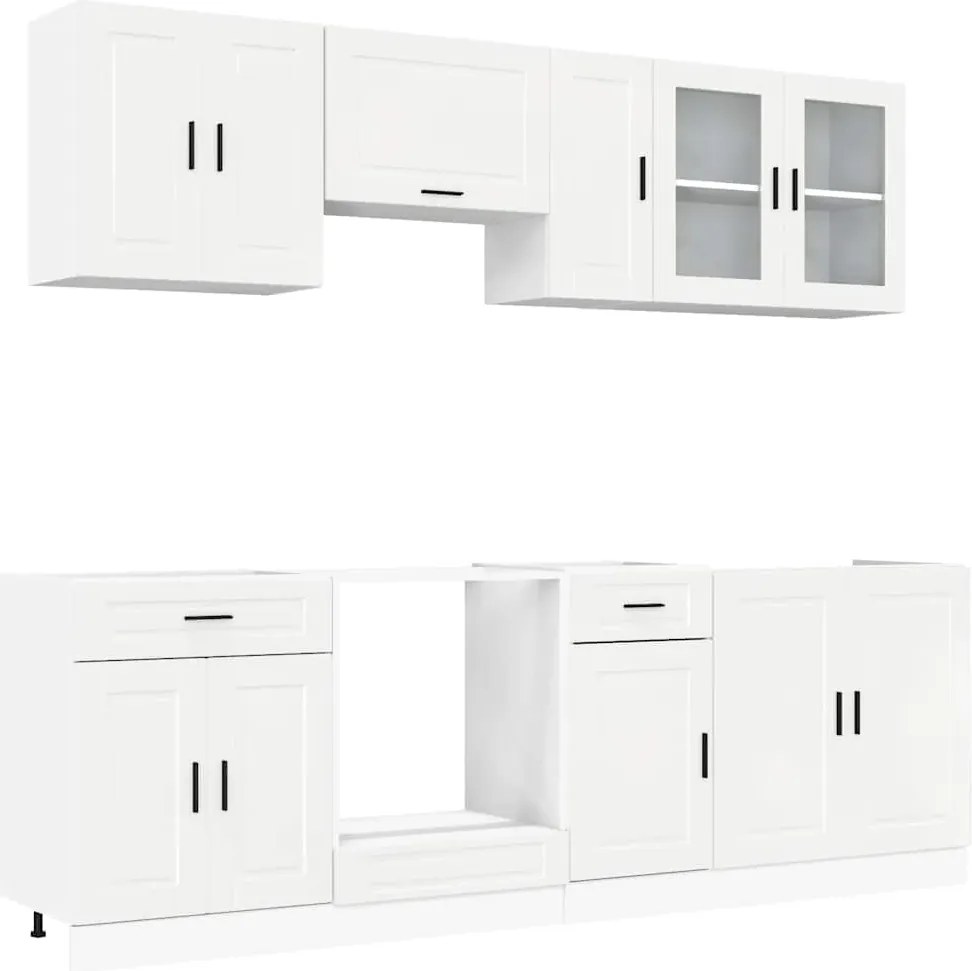 vidaXL Set dulap de bucătărie 8 piese „Kalmar” alb lucios Lemn