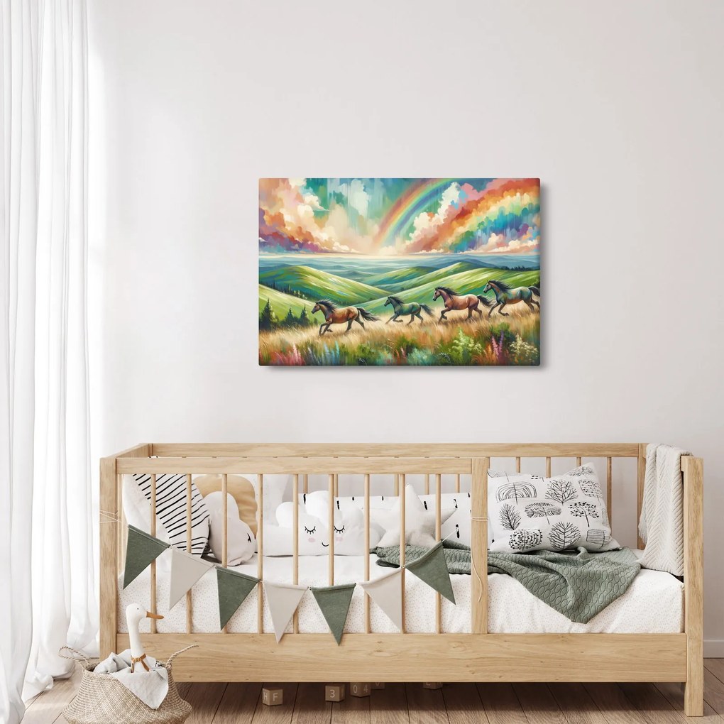 Tablou – Cai galopând prin peisaj (90x60 cm)
