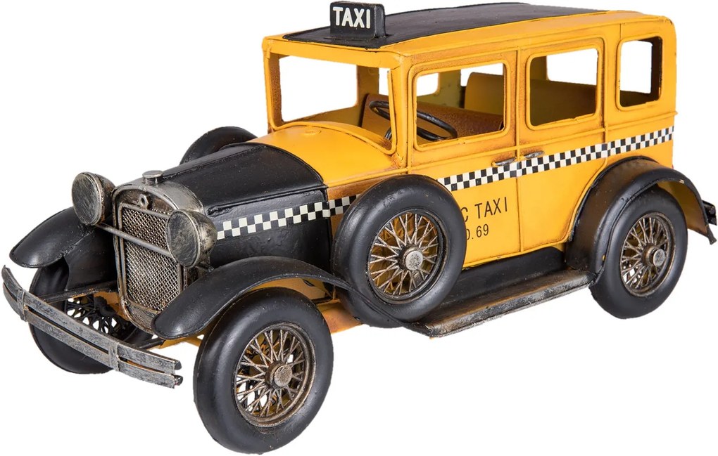 Macheta masina Taxi retro galben negru 32 cm x 15 cm x 15 cm