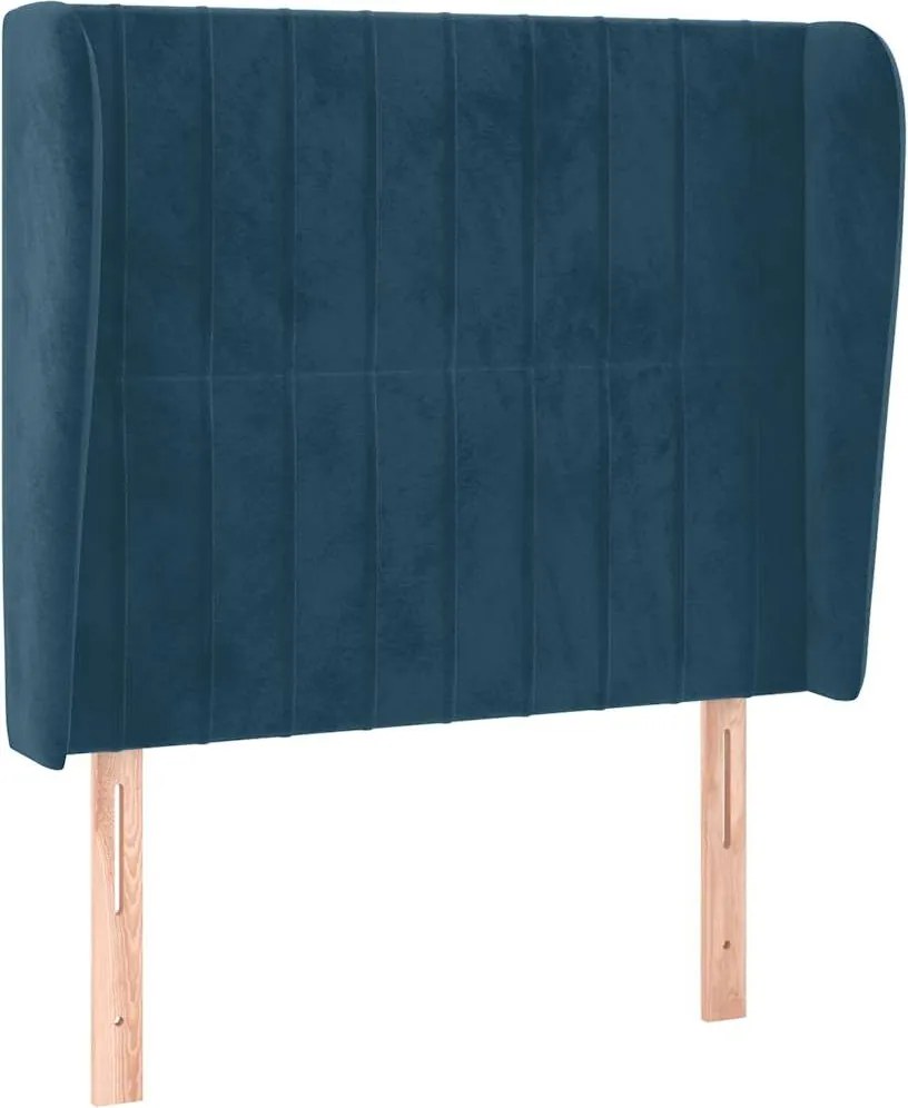 vidaXL Tăblie pat cu aripioare albastru închis 93x23x118/128cm catifea