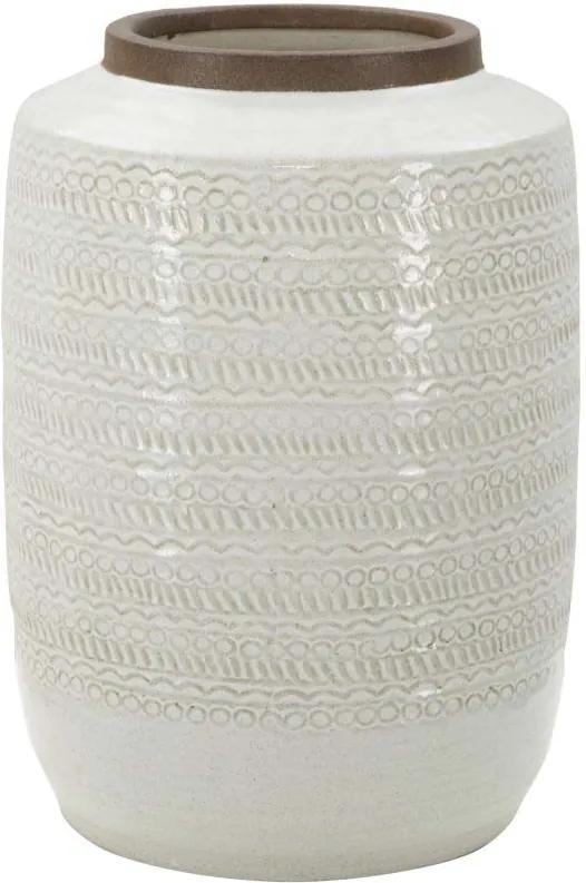 Vază decorativă Austin, 34x25x25 cm, ceramica, alb/ maro
