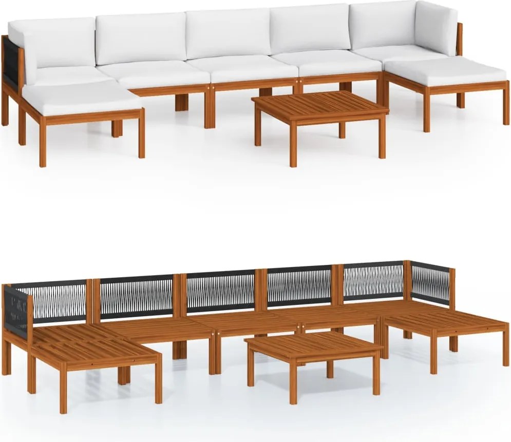 vidaXL Set fotoliu de grădină cu 8 piese și perne, crem, 63x63 cm