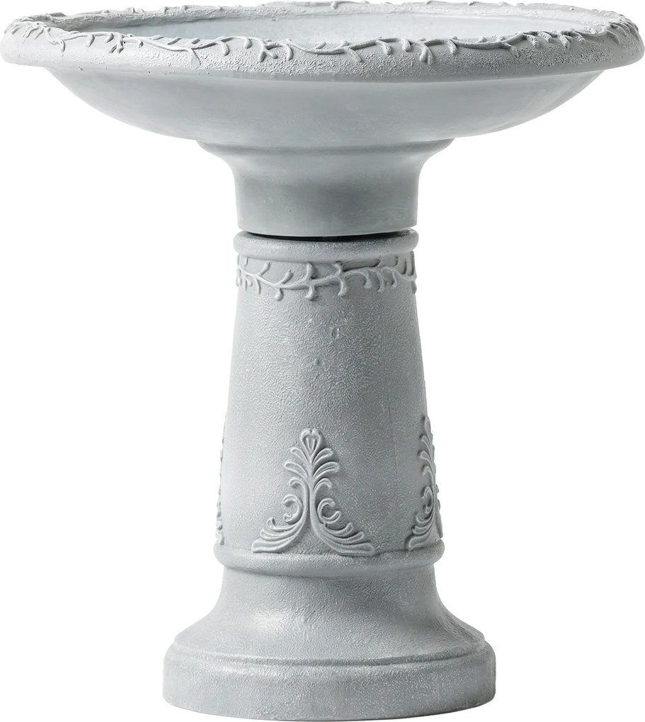 Outsunny Bazin pentru păsări din rășină pentru exterior, bazin rotund înalt de 51 cm cu aspect de piatră, suport independent pentru hrană pentru păsări, Gri | Aosom Romania