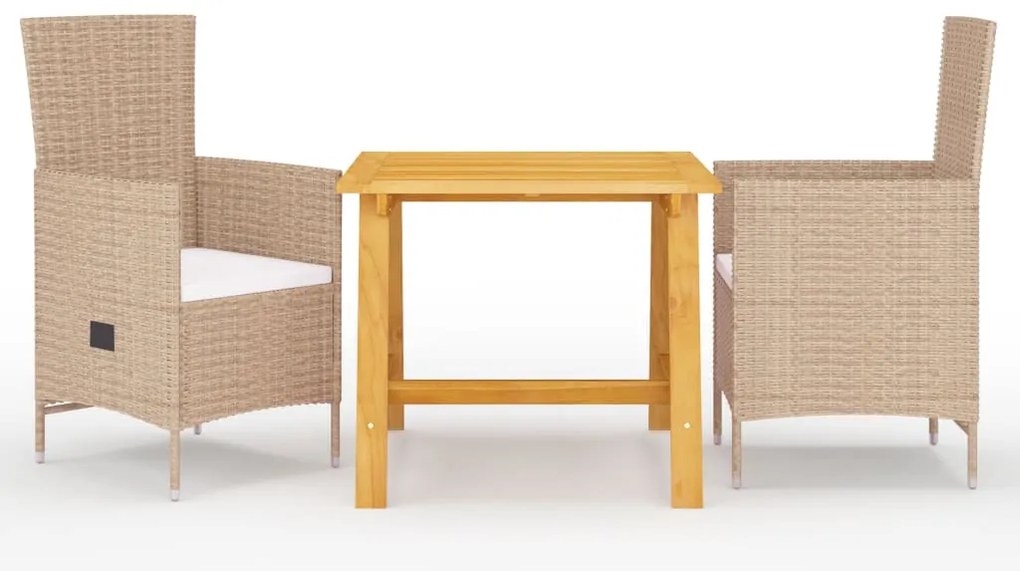 vidaXL Set de masă pentru grădină, 3 piese, bej