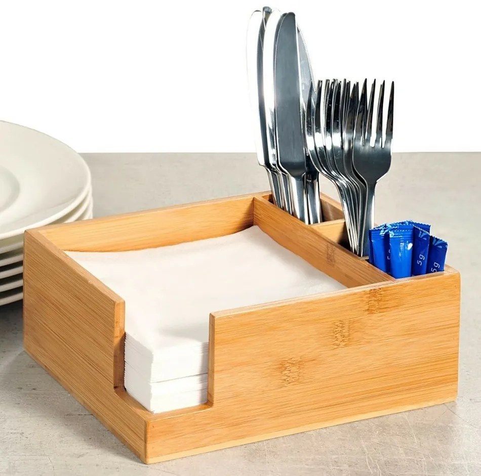 Kesper 70852 Organizator de bucătărie din bambus,5 compartimente, 18 x 9 x 18 cm