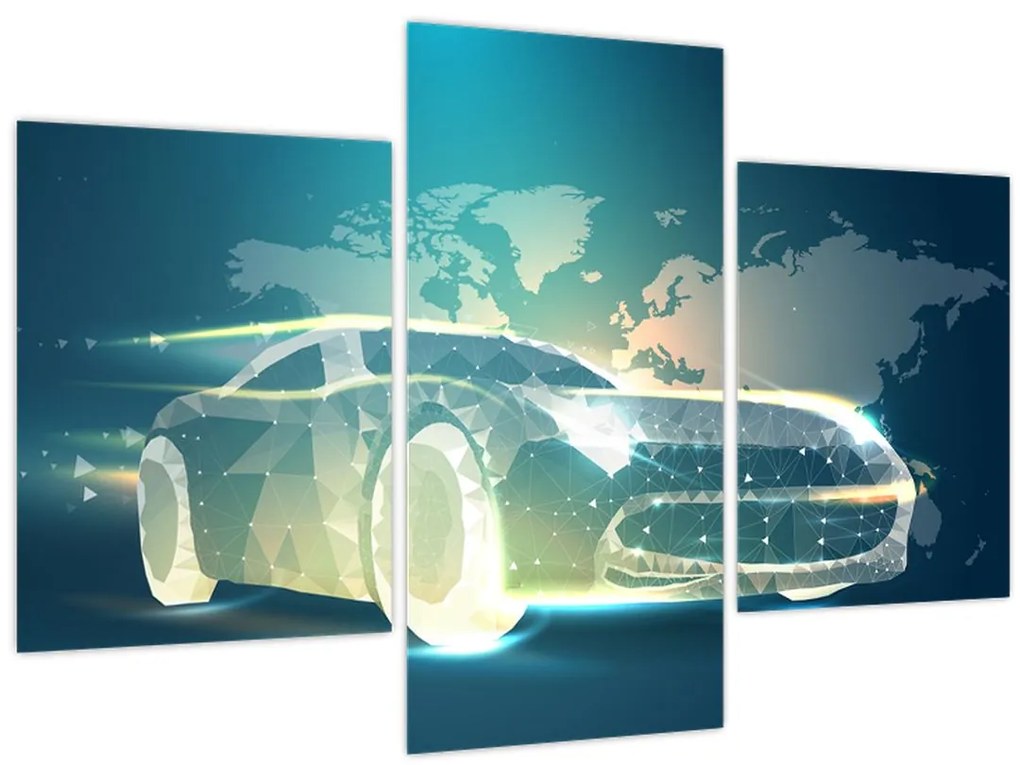 Tablou - Mașină din forme geometrice (90x60 cm)