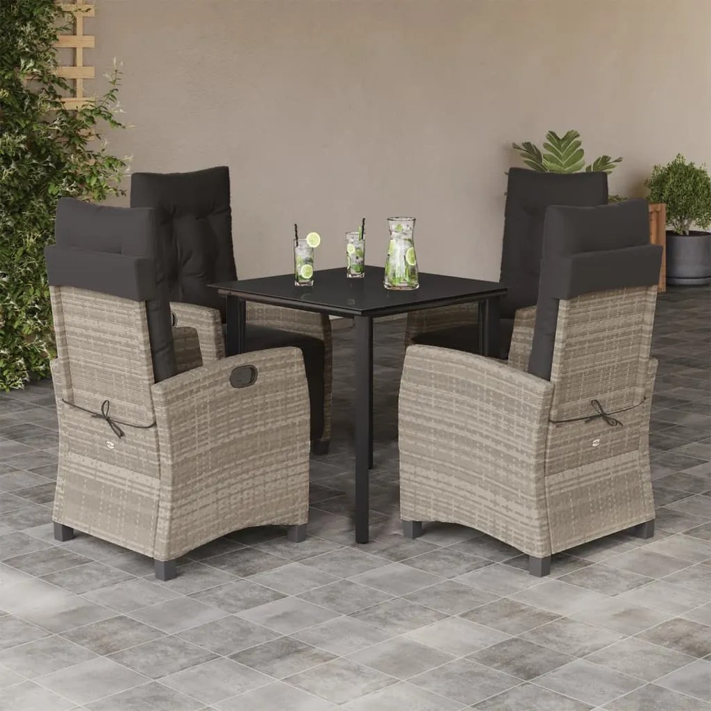 vidaXL Set mobilier de grădină cu perne, 5 piese gri deschis poliratan