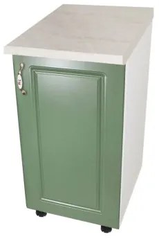 Corp inferior cu 1 Usa Zebra, Alb/MDF Verde si blat travertin 40 x 85 x 60