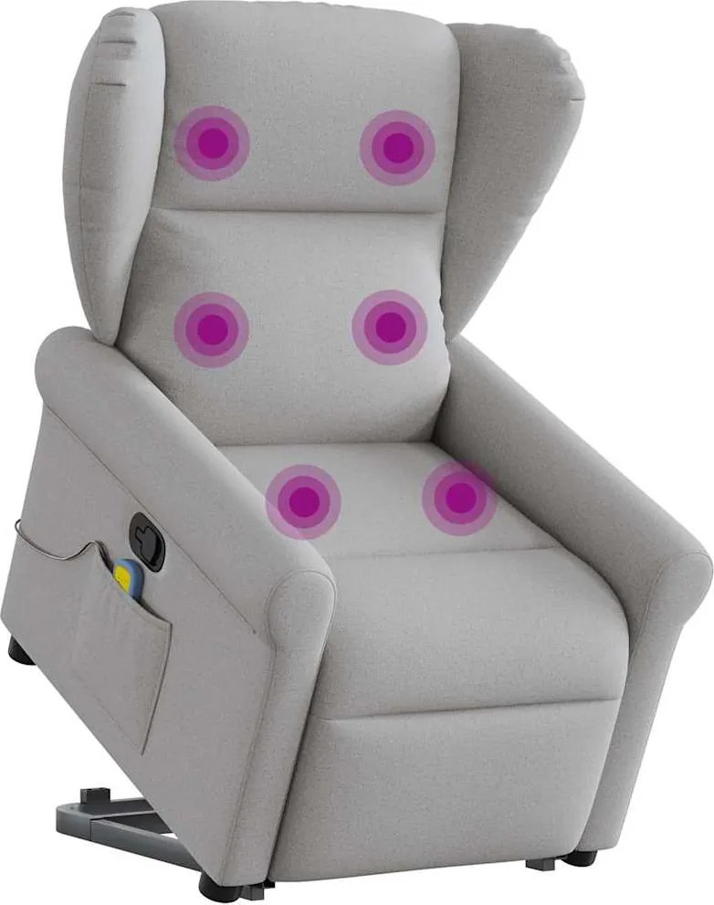 vidaXL Scaun de masaj în picioare, înclinat, țesătură gri nor