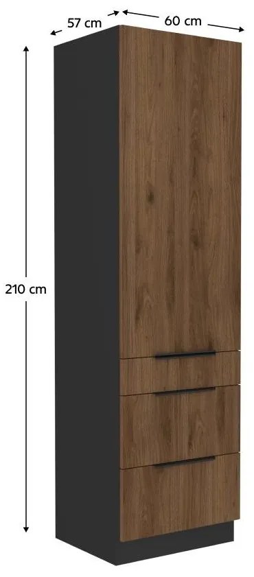 Dulap înalt de bucătărie Monzesa 60 Dbuc 210 3S1F (nuc okapi + negru . 1096969