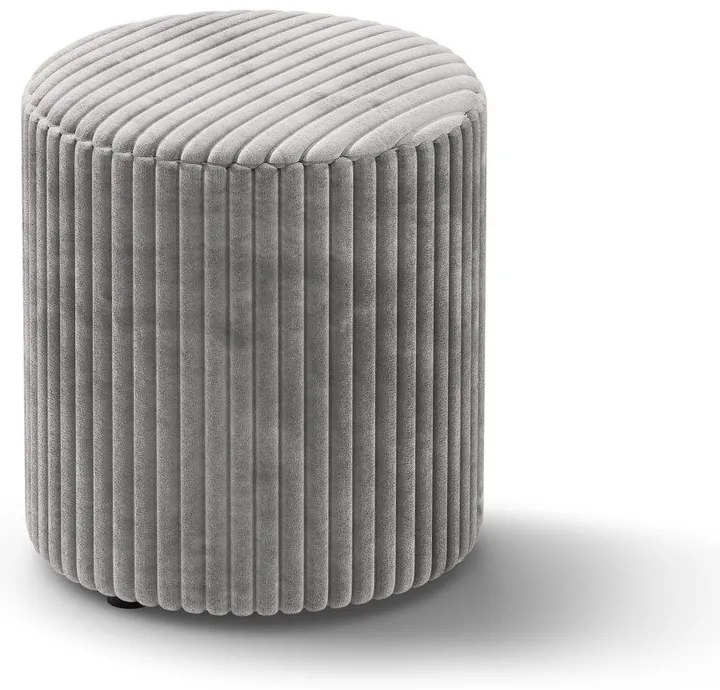 Taburet gri deschis cu tapițerie din catifea reiată Dia – Micadoni