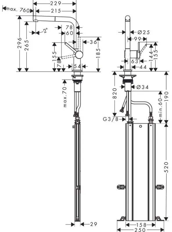 Baterie de bucatarie monocomanda cu pipa extractabila, sBox, Hansgrohe, Talis M54 270, negru mat