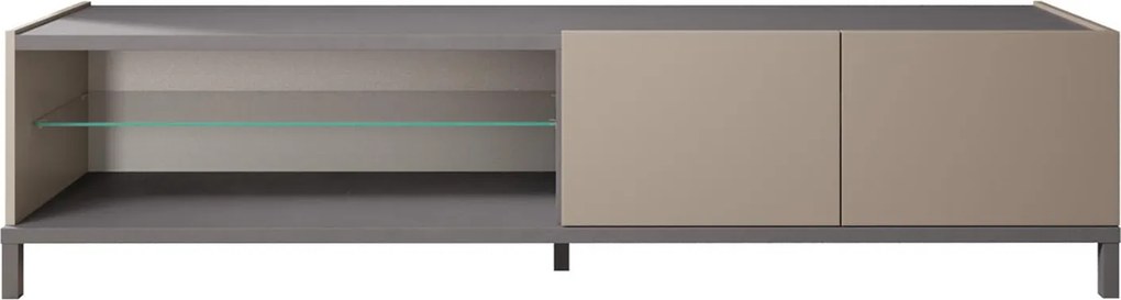 Comodă TV lemn masiv 2 uși Kara, 208 × 48 × 48 cm