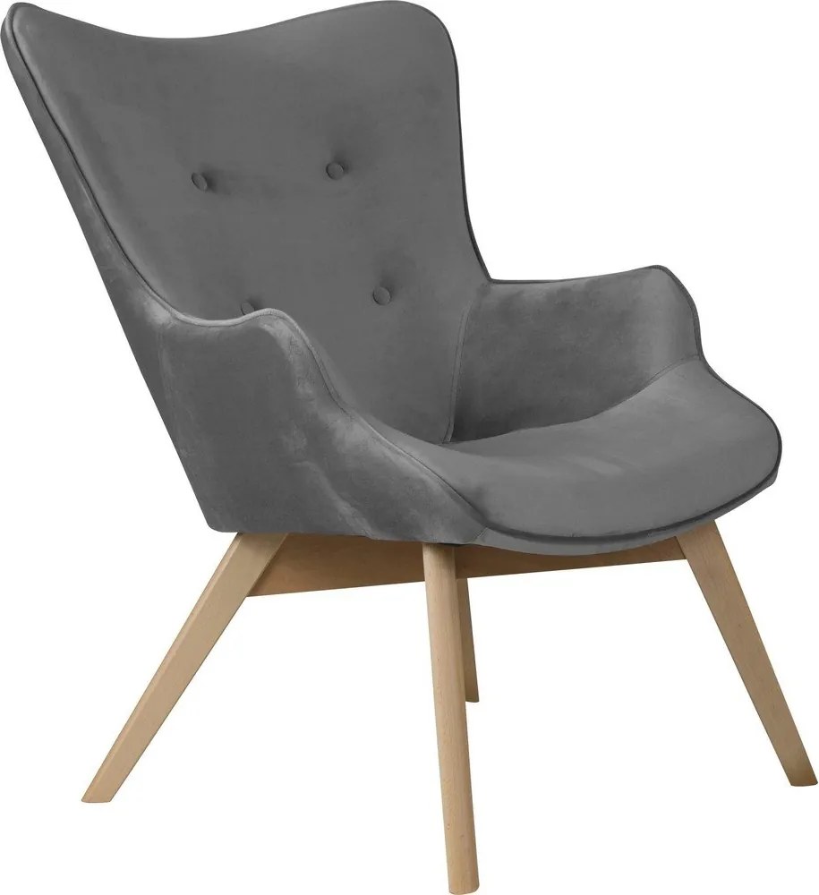 Fotoliu gri cu tapițerie din catifea Niko – Ropez