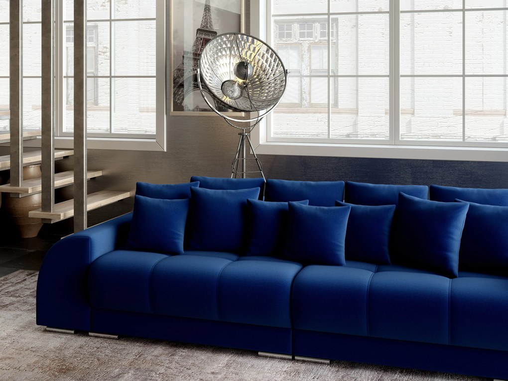 Canapea extensibilă dumonde cu 2 lăzi de depozitare si sezut confortabil din spuma high-density, Verona Royal Blue 310x100 cm