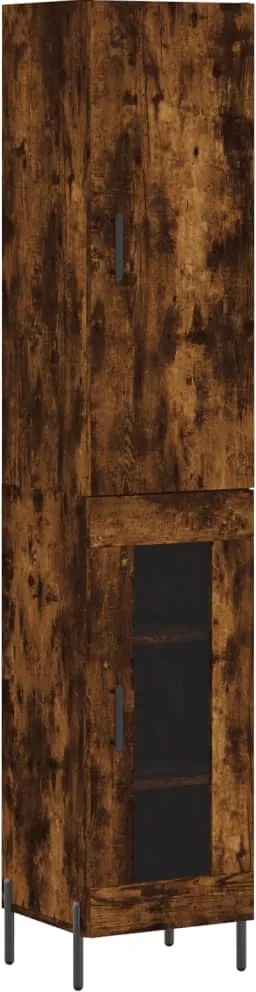 vidaXL Dulap înalt, stejar fumuriu, 34,5x34x180 cm, lemn prelucrat