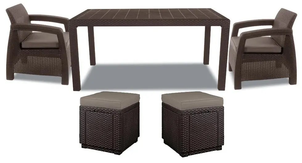 Set mobilier de grădină Corfu duo cub maro