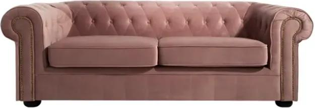 Canapea catifea roz pal 3 locuri 213x95x75cm Sofa Velvet Pink Weave/Wood | PRIMERA COLLECTION