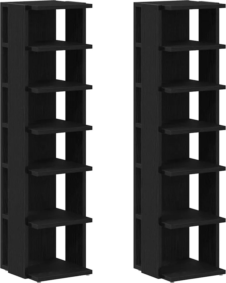 vidaXL Pantofare, 2 buc., stejar negru, 25x27x102 cm, lemn prelucrat