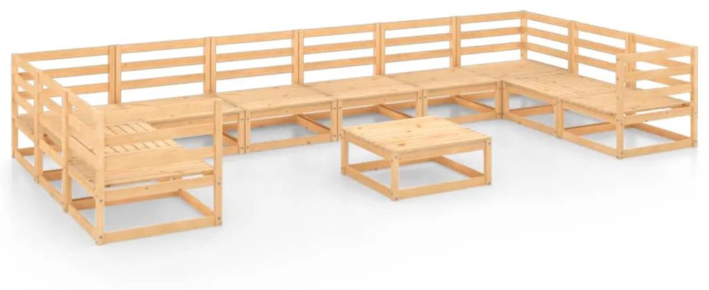 3076274 vidaXL Set mobilier de grădină, 11 piese, lemn masiv de pin