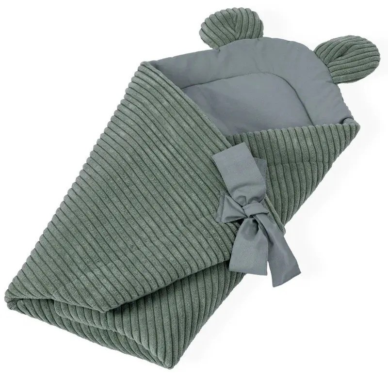 Păturică de înfășat verde din catifea reiată 35x65 cm – Meowbaby