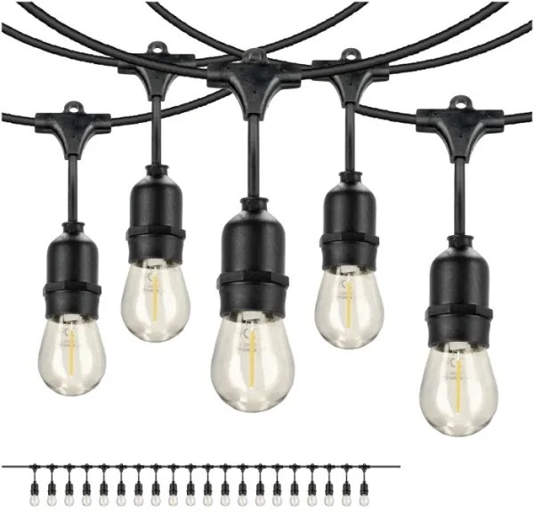 Lanț LED decorativ de exterior BAJA ST64 20xE27/1W/230V 10,9m IP44 alb cald