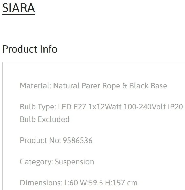 Lustra/Pendul design natural SIARA NVL-9586536