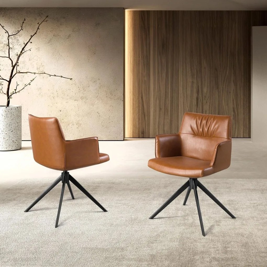 Scaun pivotant design LUX, Piele sintetica, Cognac brown