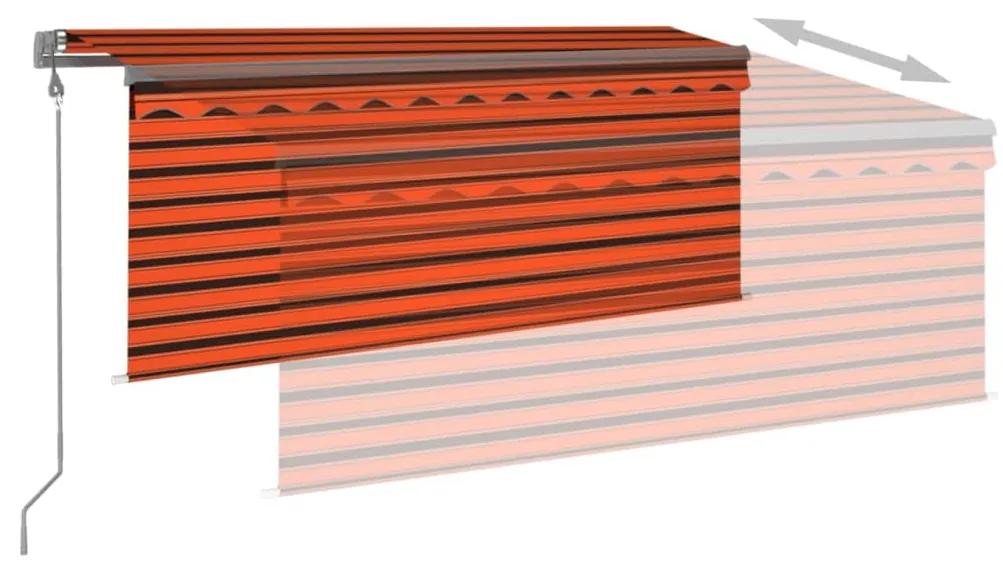 Copertina retractabila automat cu stor, portocaliumaro, 3,5x2,5 m portocaliu si maro, 3.5 x 2.5 m