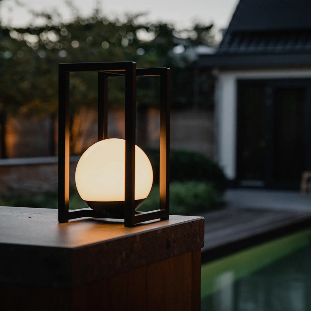 Lampă de masă de exterior neagră cu LED cu atingere reîncărcabilă - Nowi