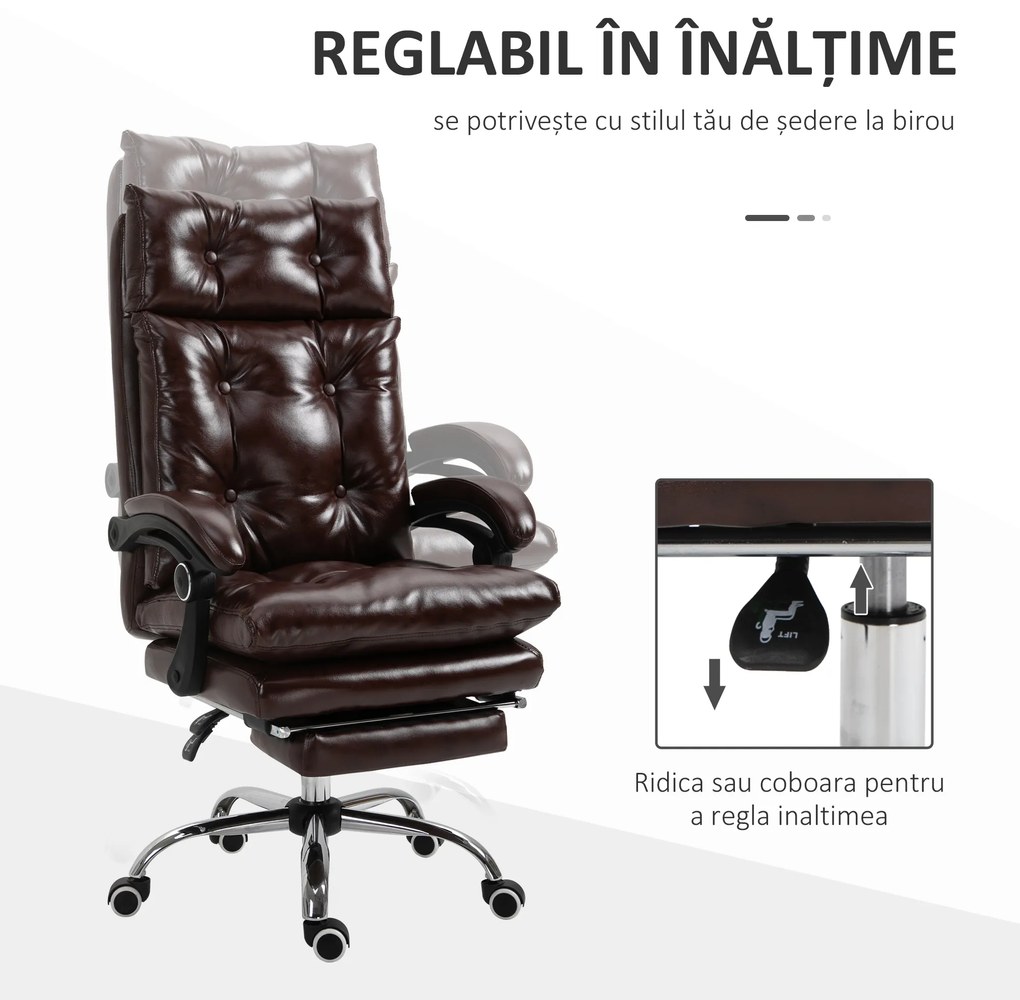 Scaun de Birou Ergonomic Vinsetto, Suport picioare, Inaltime Reglabila Maro | Aosom Romania