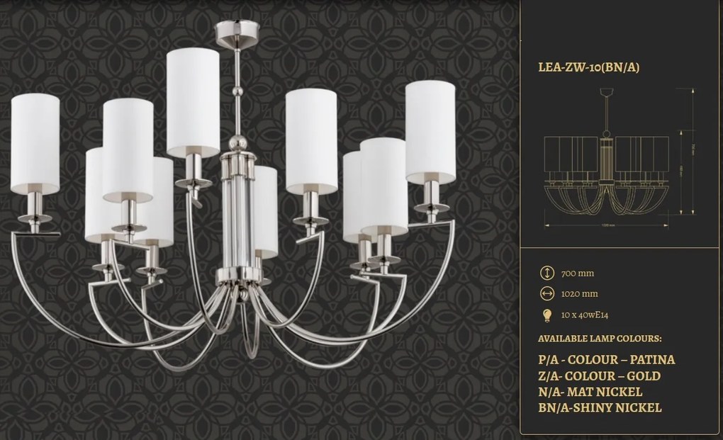 Candelabru 10 brate elegant design clasic realizat manual Lea