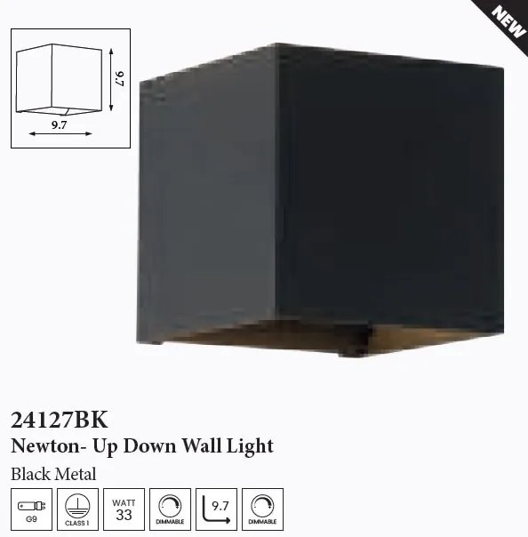 Aplica iluminat ambiental metal negru auriu Newton Square