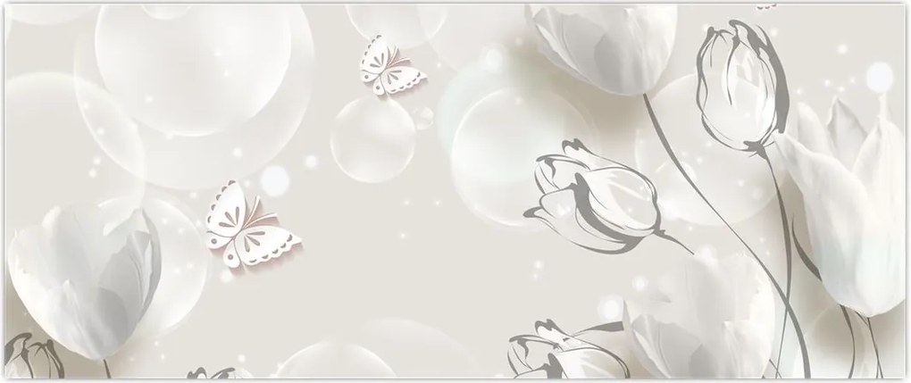 Tablou - Lalele între bule (120x50 cm)