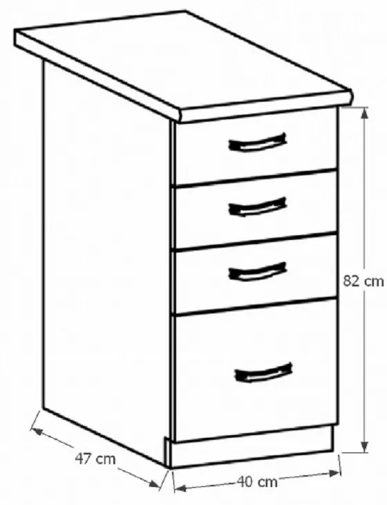 Dulap inferior de bucătărie D40S4 Sillina (Nuc milano). 1015110
