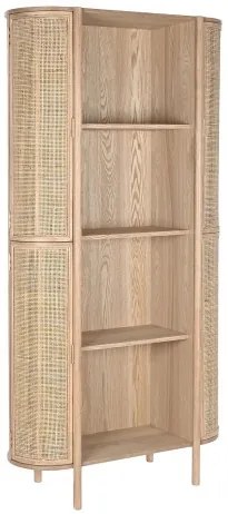 Etajera, natur, din lemn de cauciuc si rattan, Serene