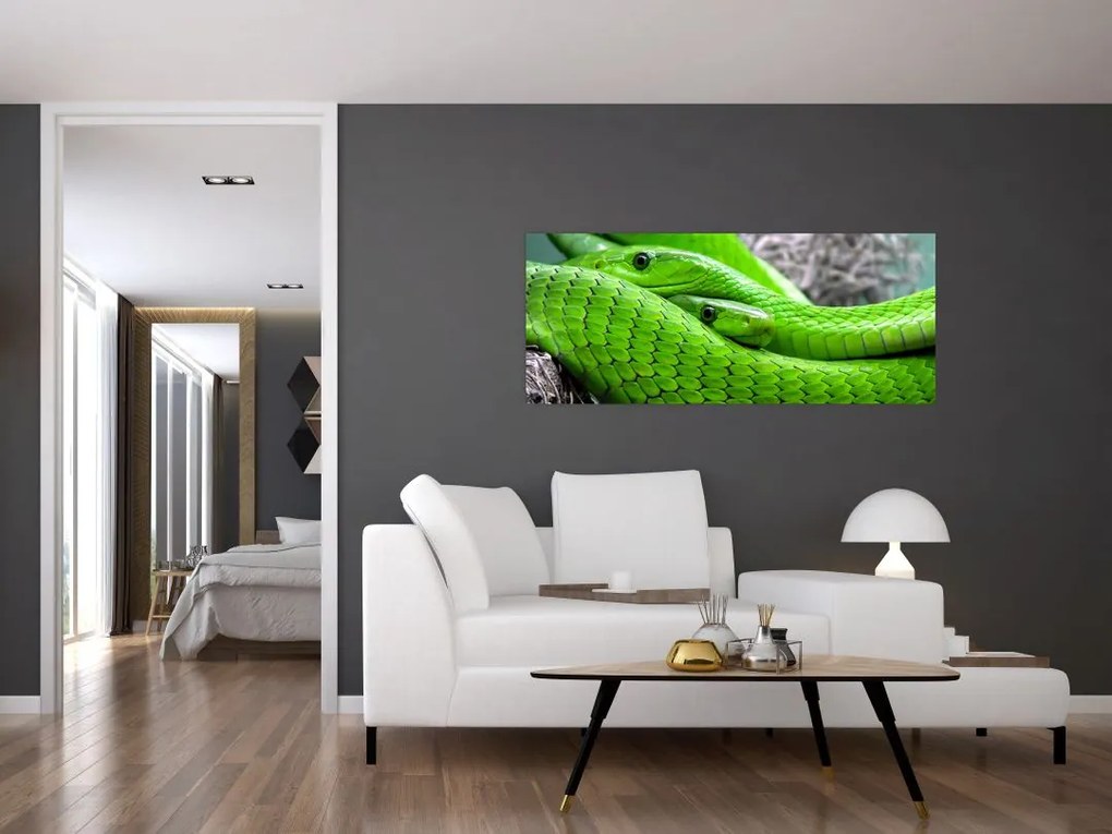 Tablou cu șerpi verzi (120x50 cm)
