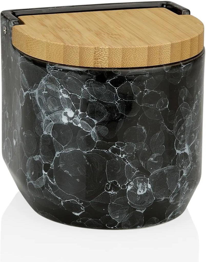 Recipient pentru sare, ceramică / marmură neagră, 12 x 11,5 x 12 cm - Andrea House