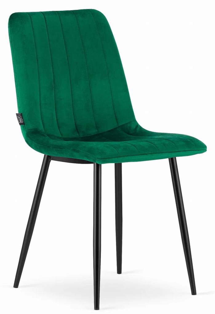 Scaun de masa din catifea Culoare verde cu picioare negre, LAVA