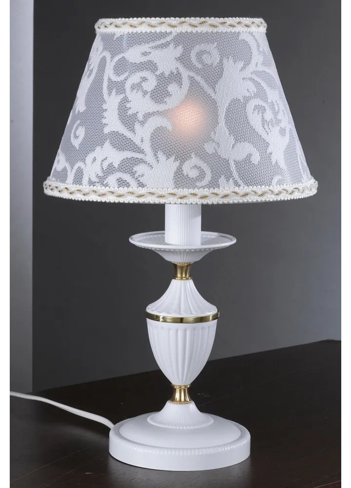 Veioza / Lampa de masa design italian din alama cu metal alb 9630