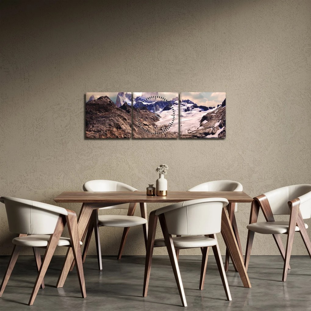 Tablou cu lac montan (cu ceas) (90x30 cm)
