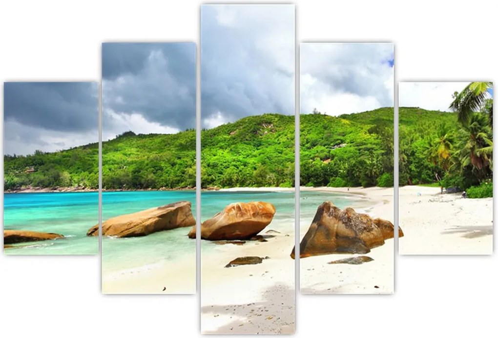 Tablou - Seychelles, plaja Takamaka (150x105 cm)